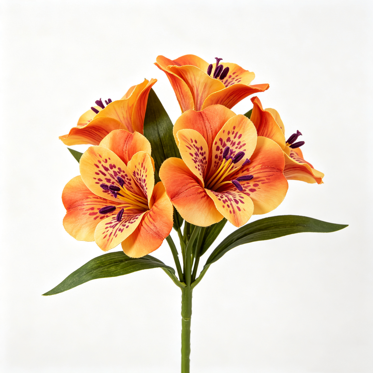 Artificial Alstroemeria Stem Orange Spotted Blooms