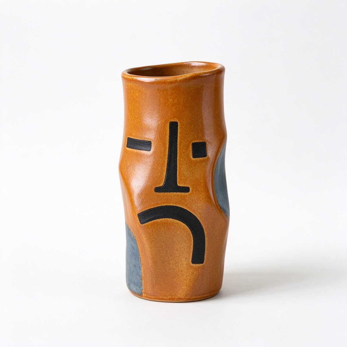 Abstract Face Wavy Ceramic Vase