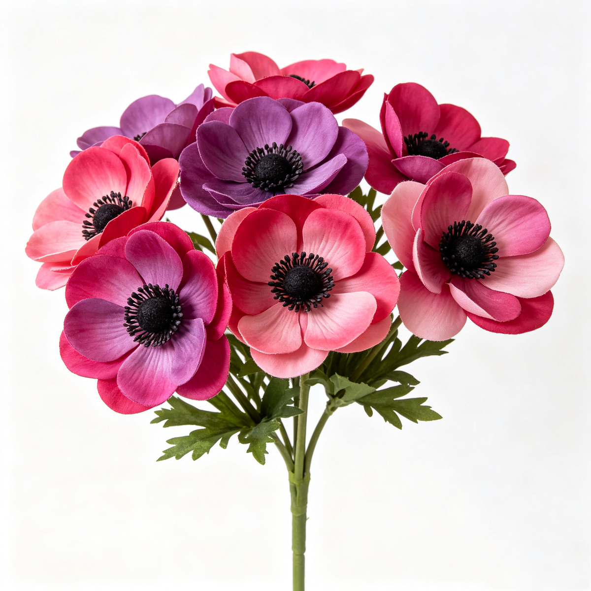 Artificial Anemone Bouquet Stem Mixed Pink Purple