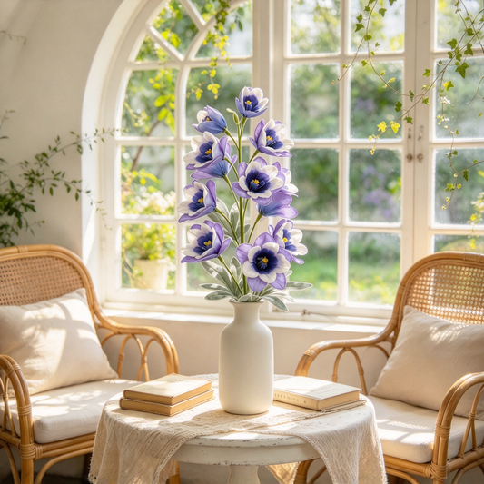 Artificial Delphinium Stem Blue White Two Tone Flowers