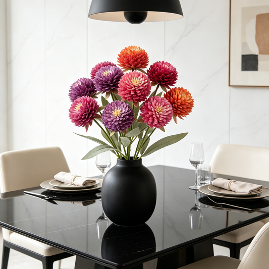 Artificial Globe Amaranth Bush Mixed Pink Purple Orange