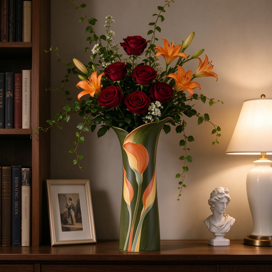 Calla Lily Hand Painted Tall Ceramic Vase