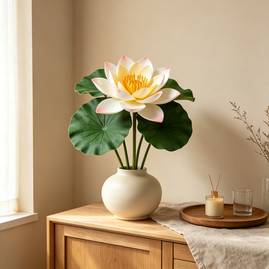 Artificial Lotus Flower Stem with Leaves