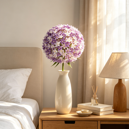 Artificial Allium Flower Stem Purple Globe Bloom