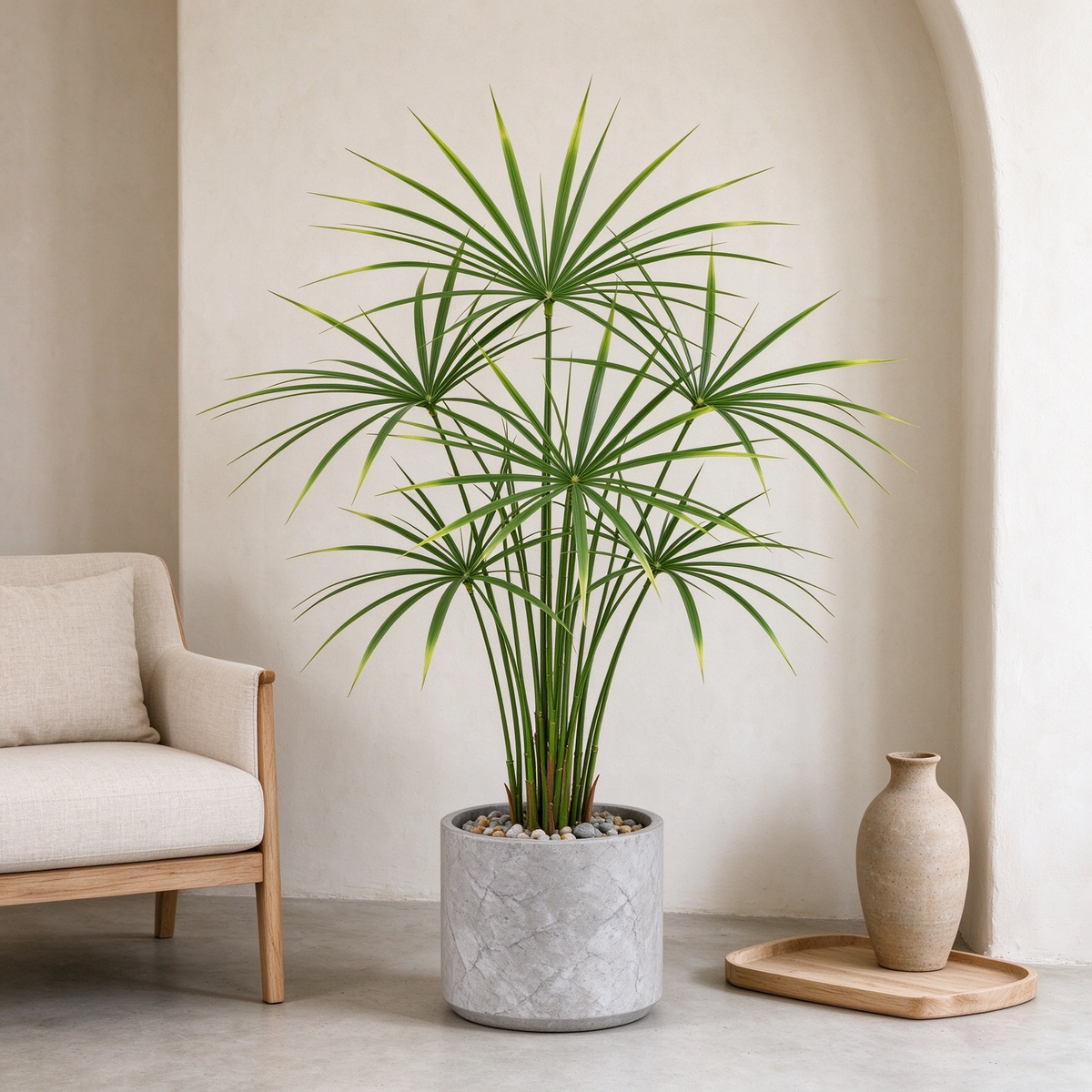 Artificial Umbrella Palm Potted Plant
