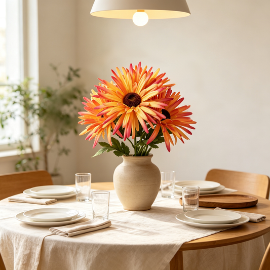 Artificial Gerbera Daisy Stem Orange Red Gradient