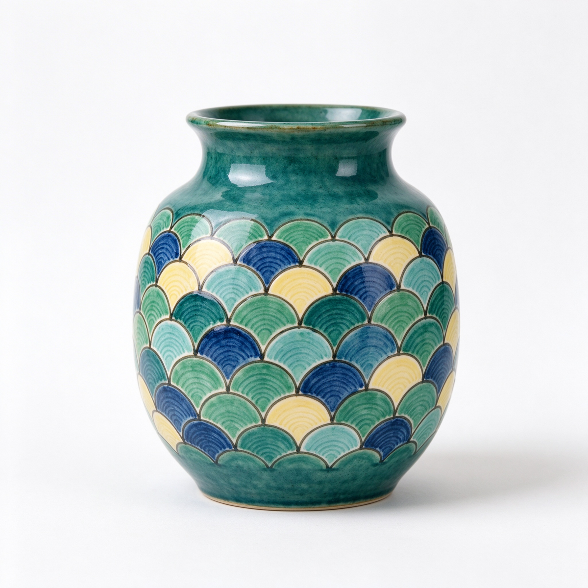 Multicolor Scale Pattern Green Ceramic Vase