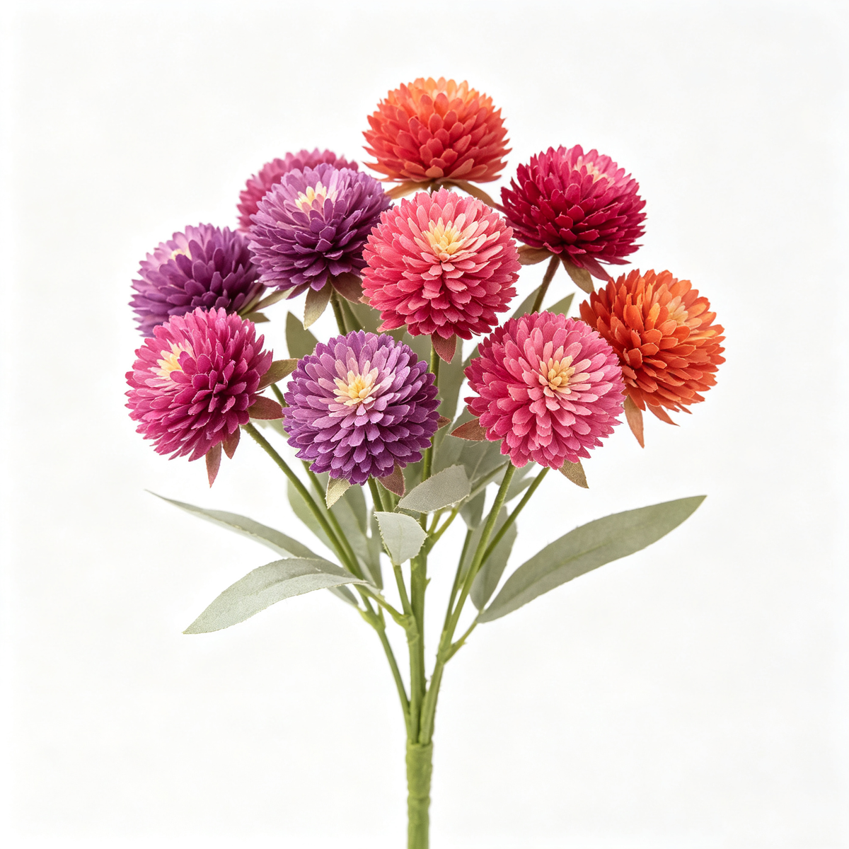 Artificial Globe Amaranth Bush Mixed Pink Purple Orange