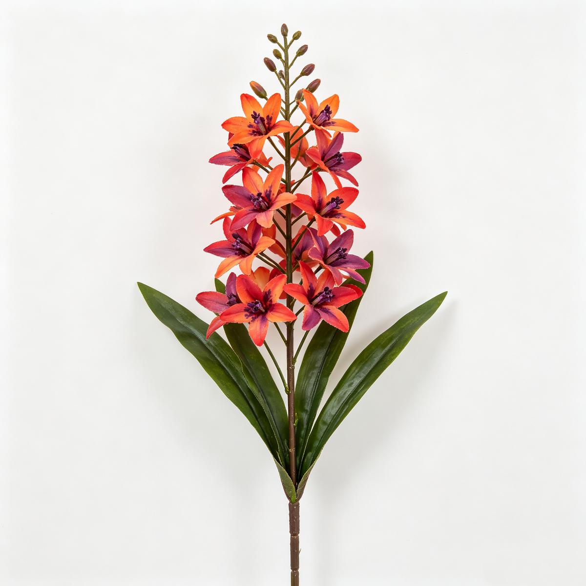 Artificial Orange Purple Orchid Spike Stem