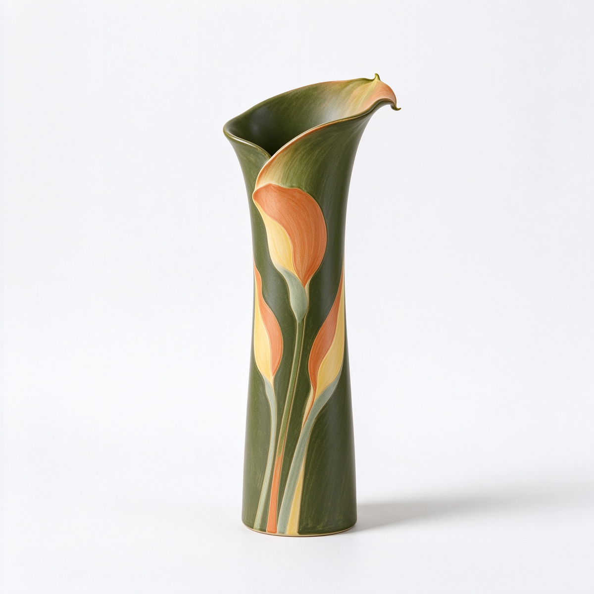 Calla Lily Hand Painted Tall Ceramic Vase