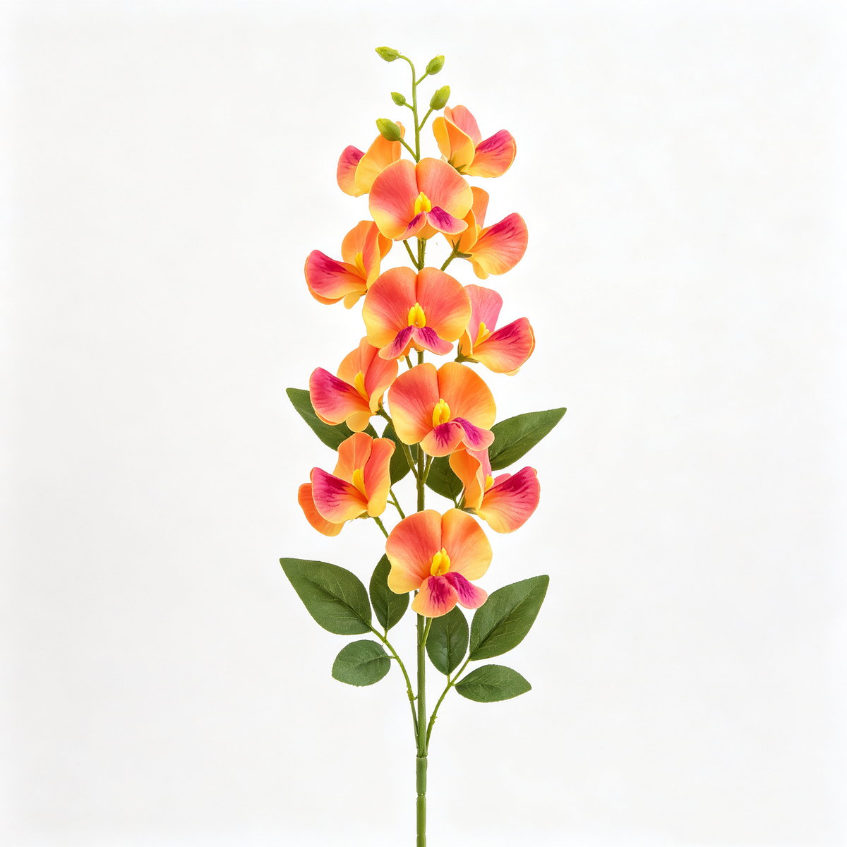Artificial Sweet Pea Stem Orange Pink Blossoms