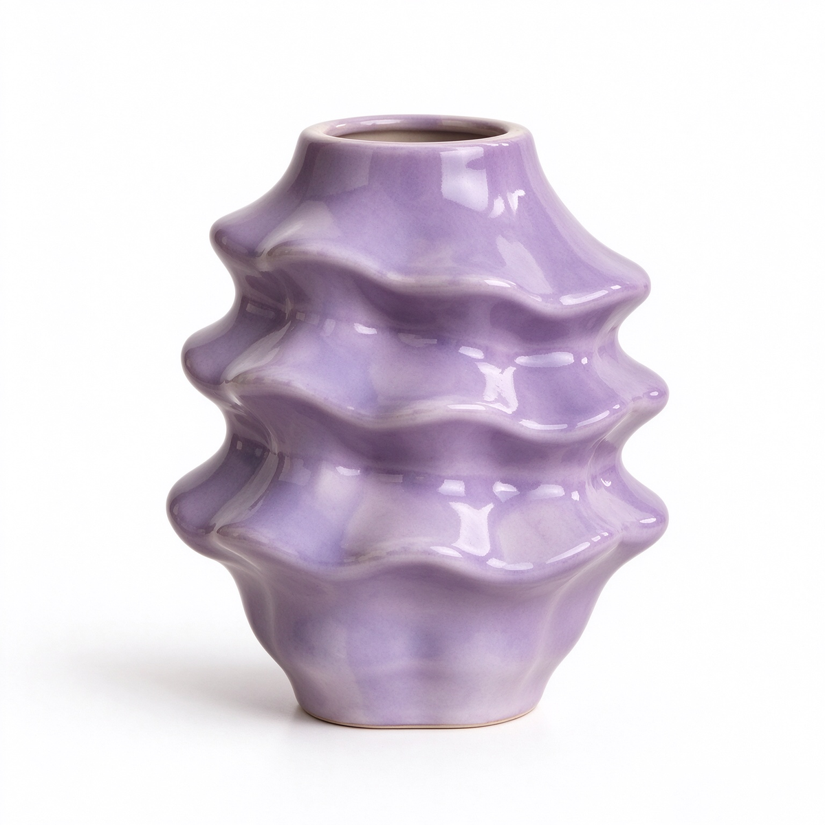 Lavender Wavy Tiered Ceramic Vase