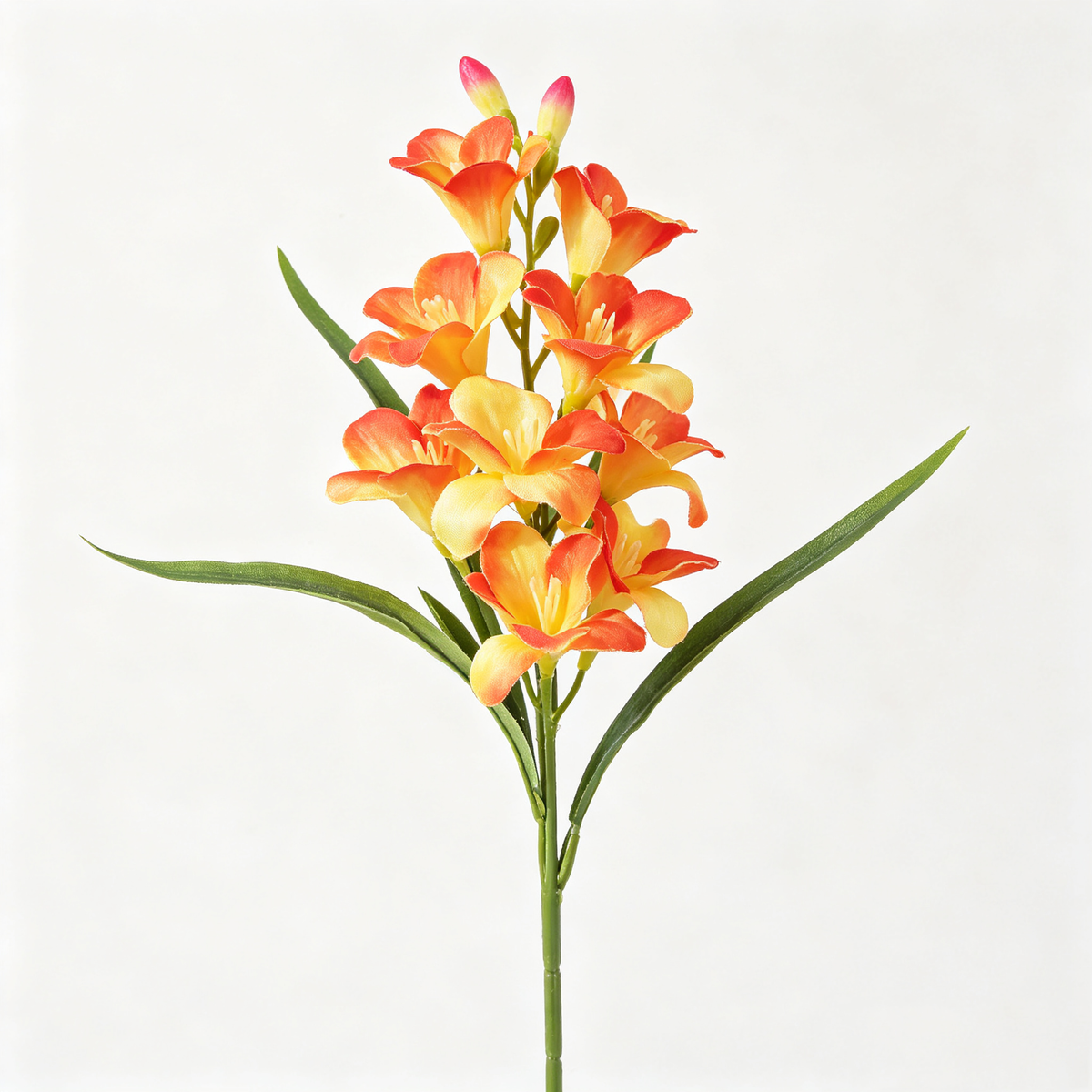 Artificial Freesia Flower Stem in Orange Yellow