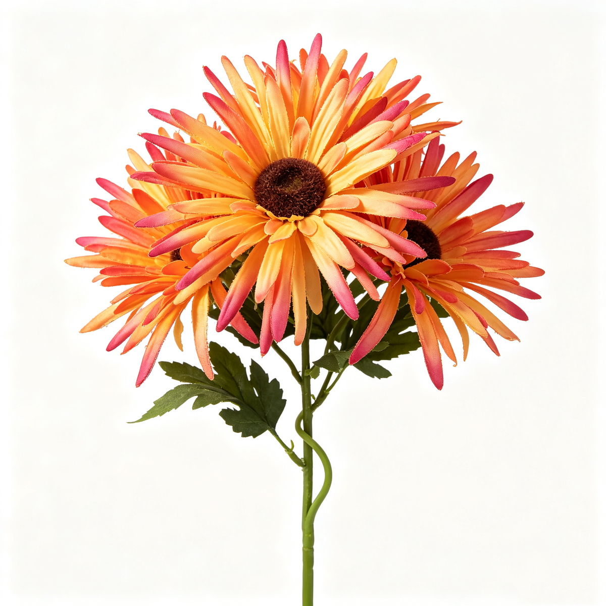 Artificial Gerbera Daisy Stem Orange Red Gradient