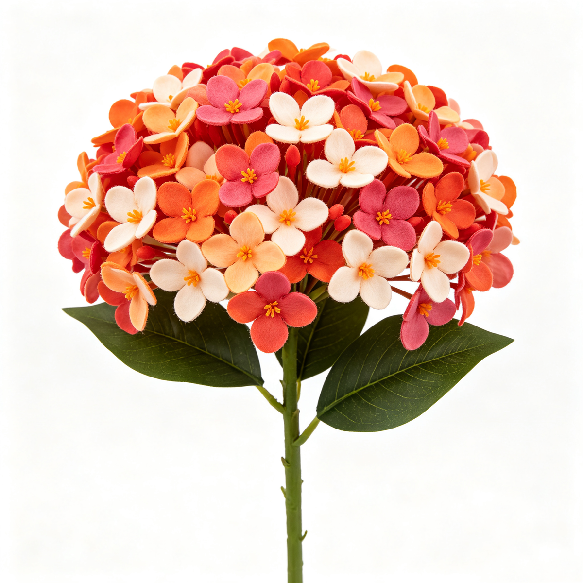 Artificial Hydrangea Bloom Orange Red Cluster
