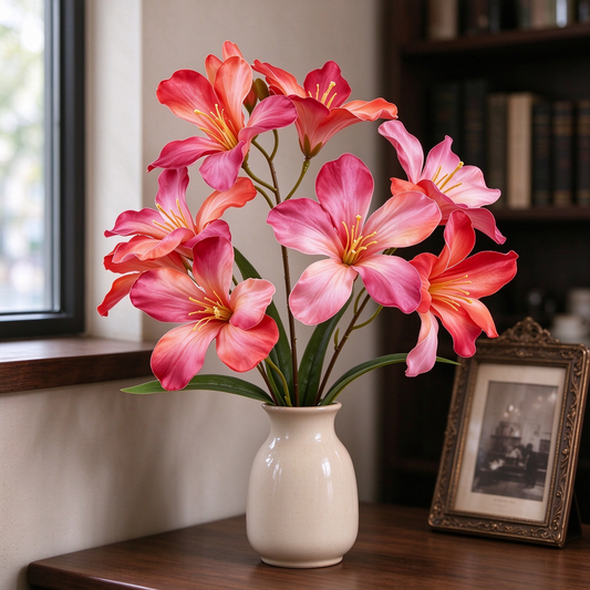 Artificial Gloriosa Lily Stem Pink Red Gradient